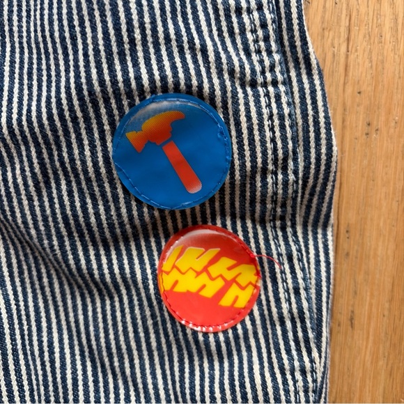 VTG Y2K Bob The Builder Costume Outfit Boys 2T Denim Overalls Shirt Tools 2001 - Picture 5 of 7